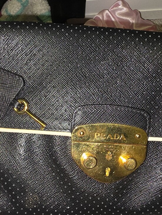 Prada Handbags - Prada Black Shoulder Bag with KEY. Cream Trim